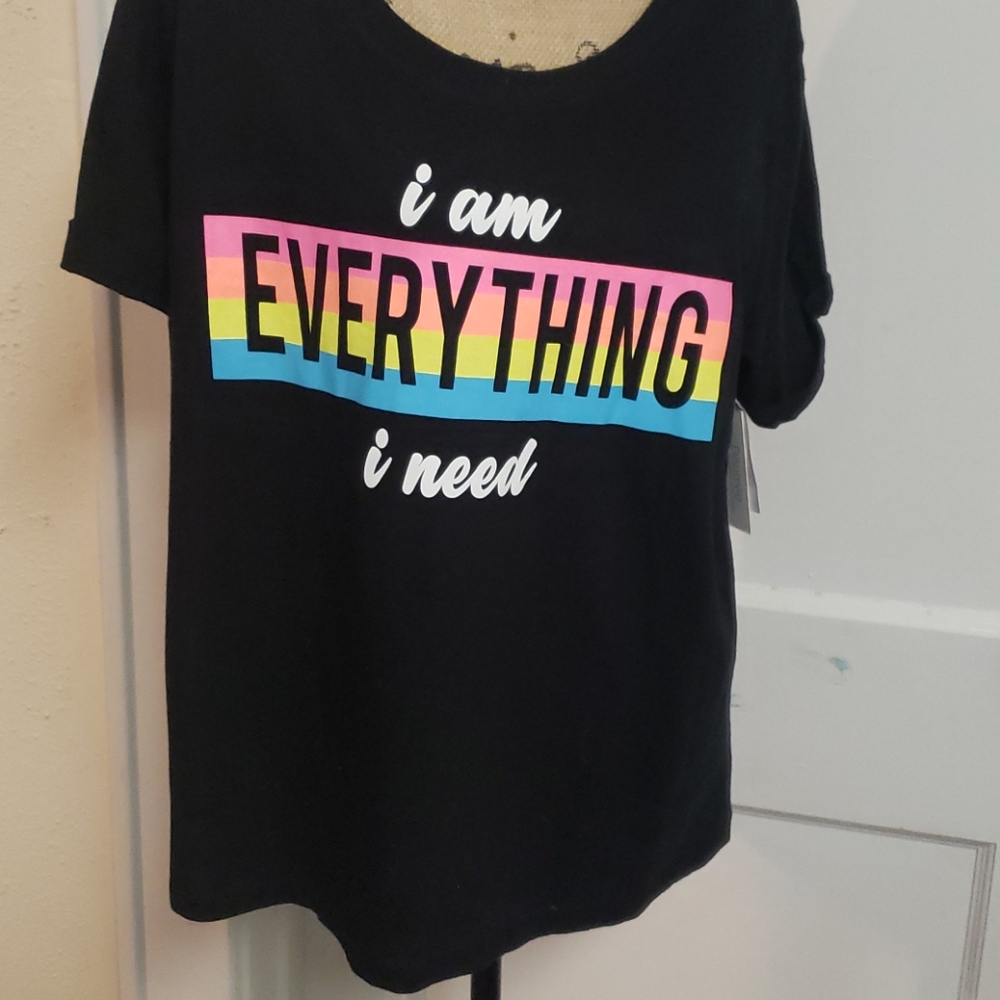 Black "I am everything I need" t shirt,